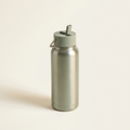 Herluxes Thermosfles 1L mistgroen geïsoleerde RVS drinkfles met rietje