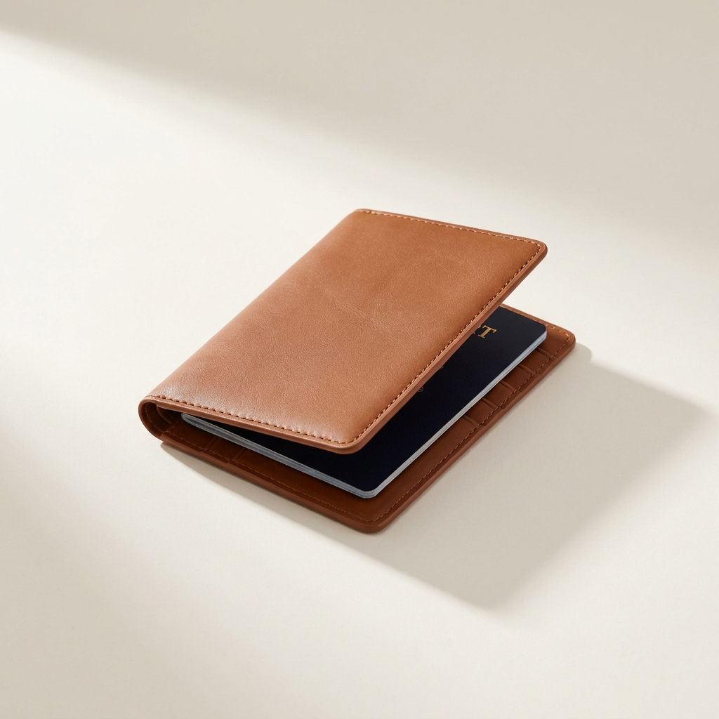 Herluxes paspoorthouder cognac vegan leer RFID luxe reisportemonnee