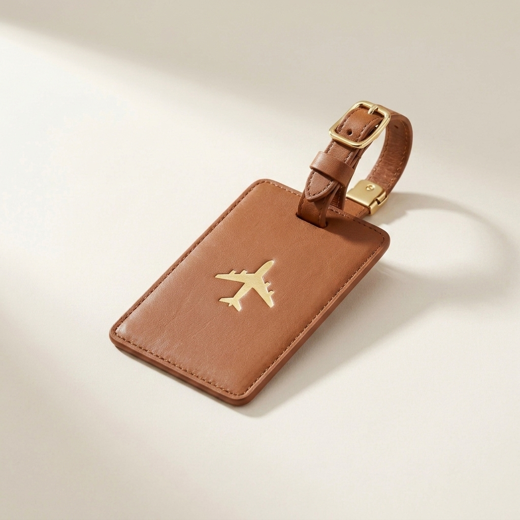 Herluxes LuggageTag bruin met gouden vliegtuig